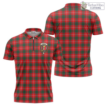 Chisholm Modern Tartan Zipper Polo Shirt with Family Crest