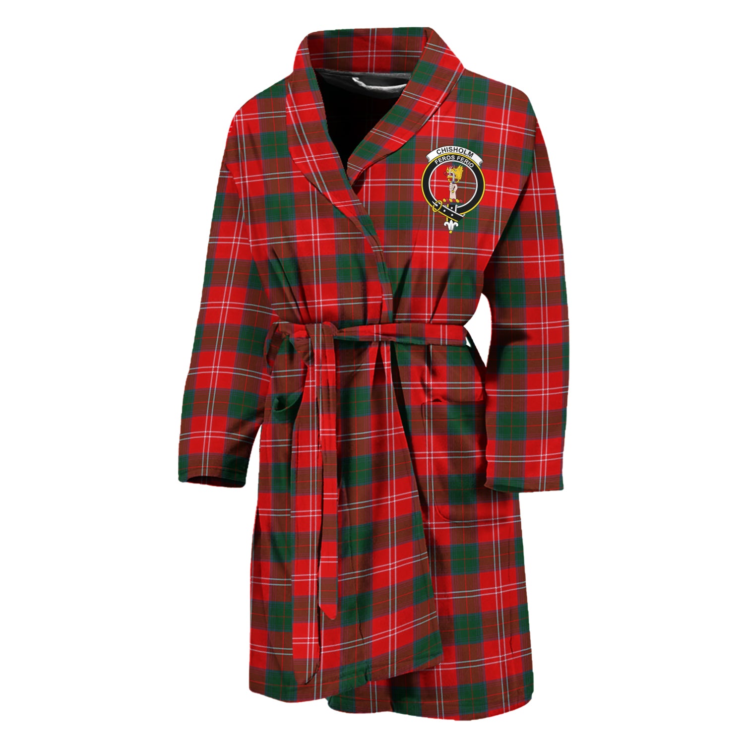 Chisholm Modern Tartan Bathrobe with Family Crest Unisex M - Tartan Vibes Clothing