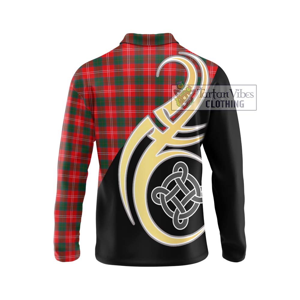 Chisholm Modern Tartan Long Sleeve Polo Shirt with Family Crest and Celtic Symbol Style - Tartan Vibes Clothing