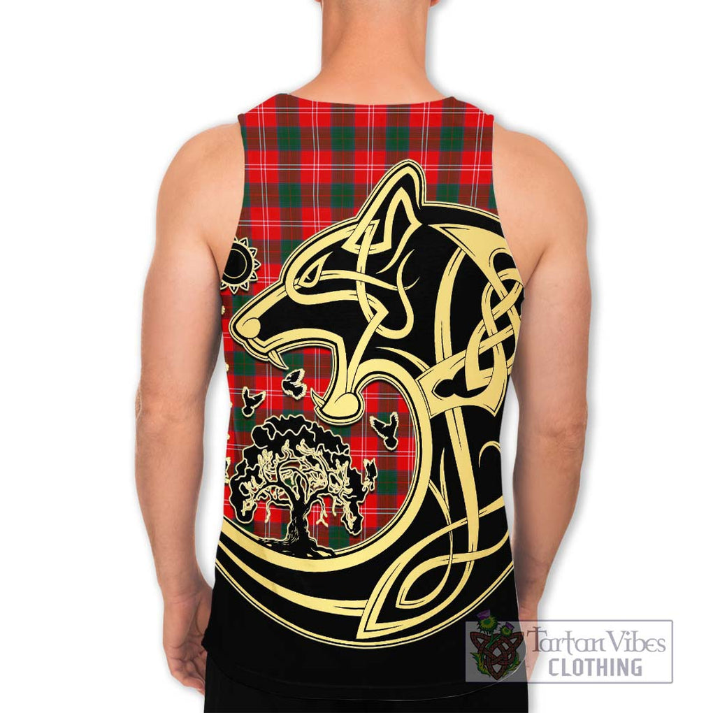 Chisholm Modern Tartan Men's Tank Top with Family Crest Celtic Wolf Style - Tartan Vibes Clothing