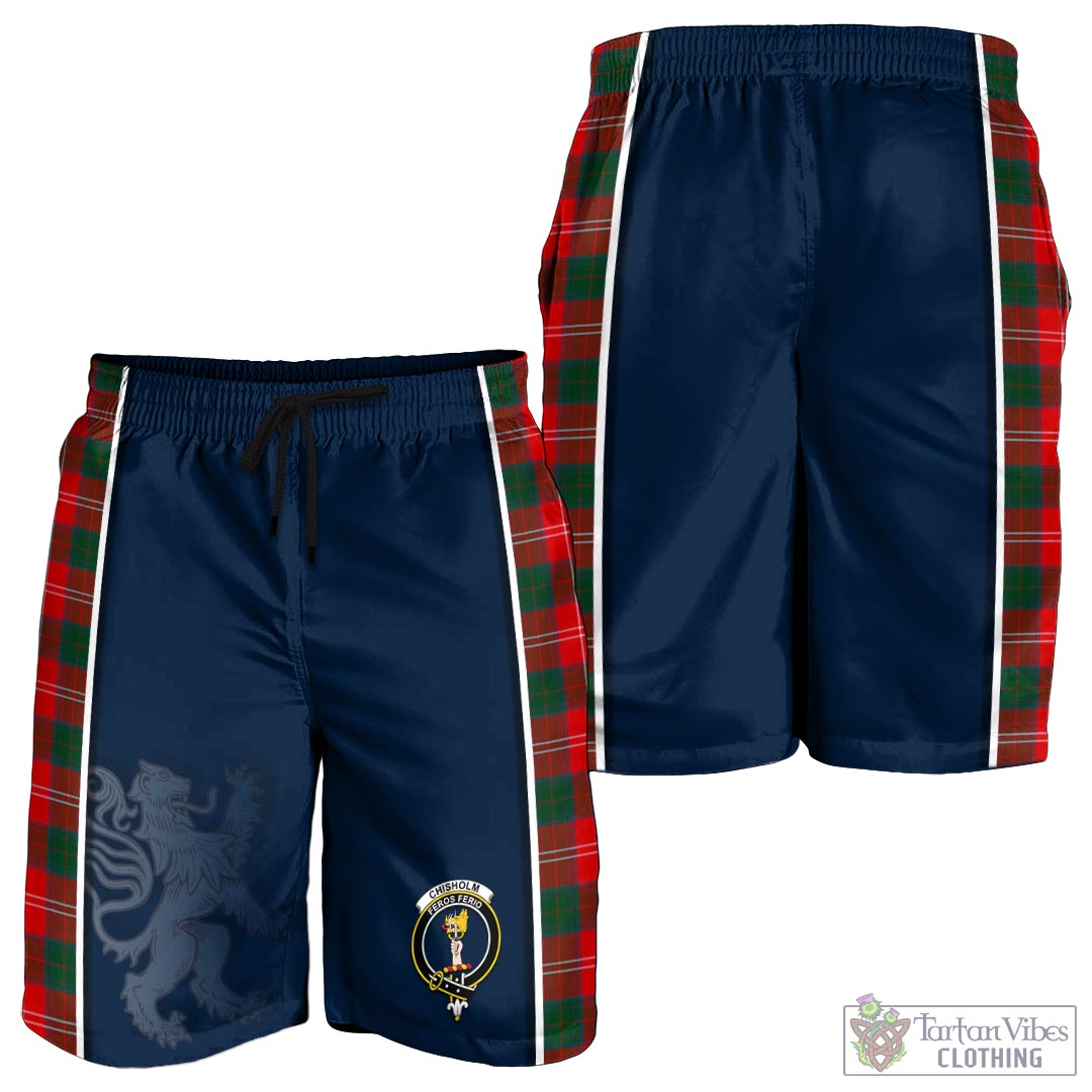 Tartan Vibes Clothing Chisholm Modern Tartan Men's Shorts with Family Crest and Lion Rampant Vibes Sport Style