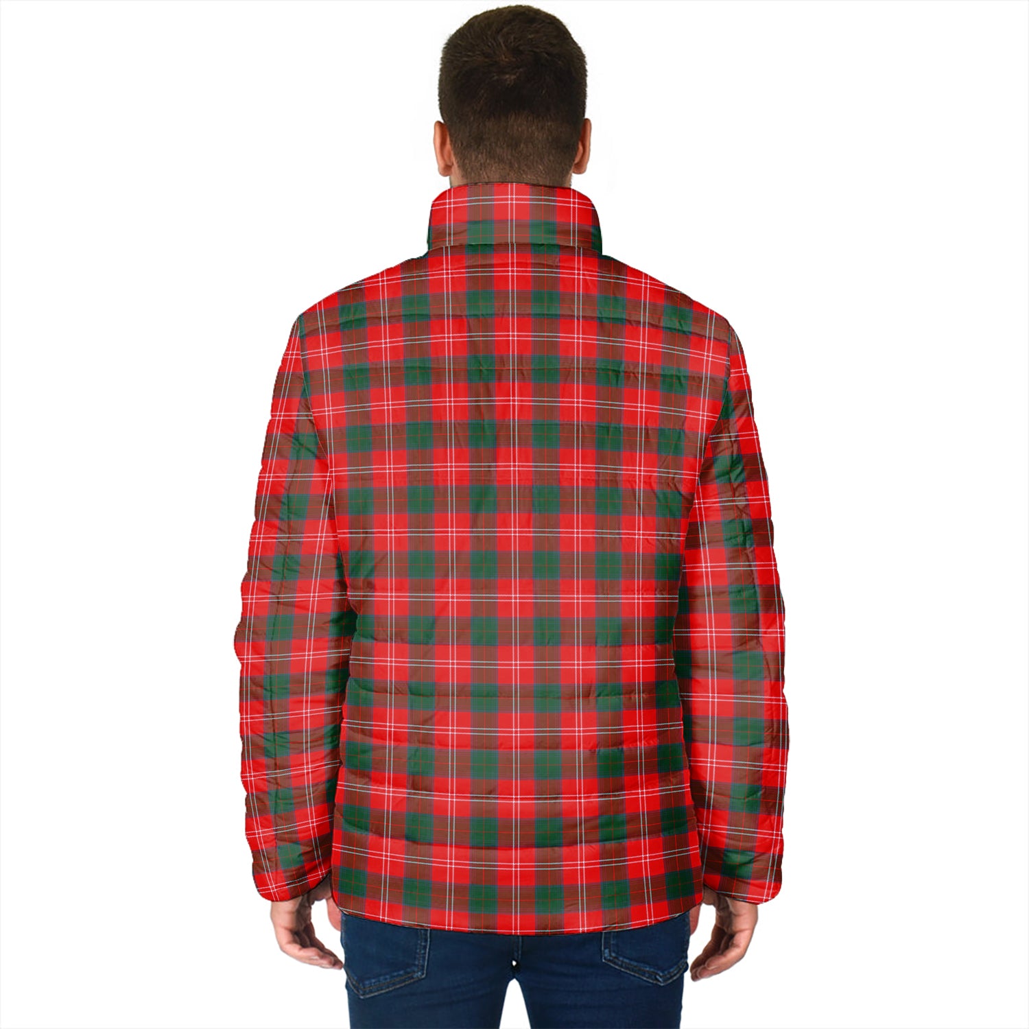 Chisholm Modern Tartan Padded Jacket with Family Crest - Tartan Vibes Clothing