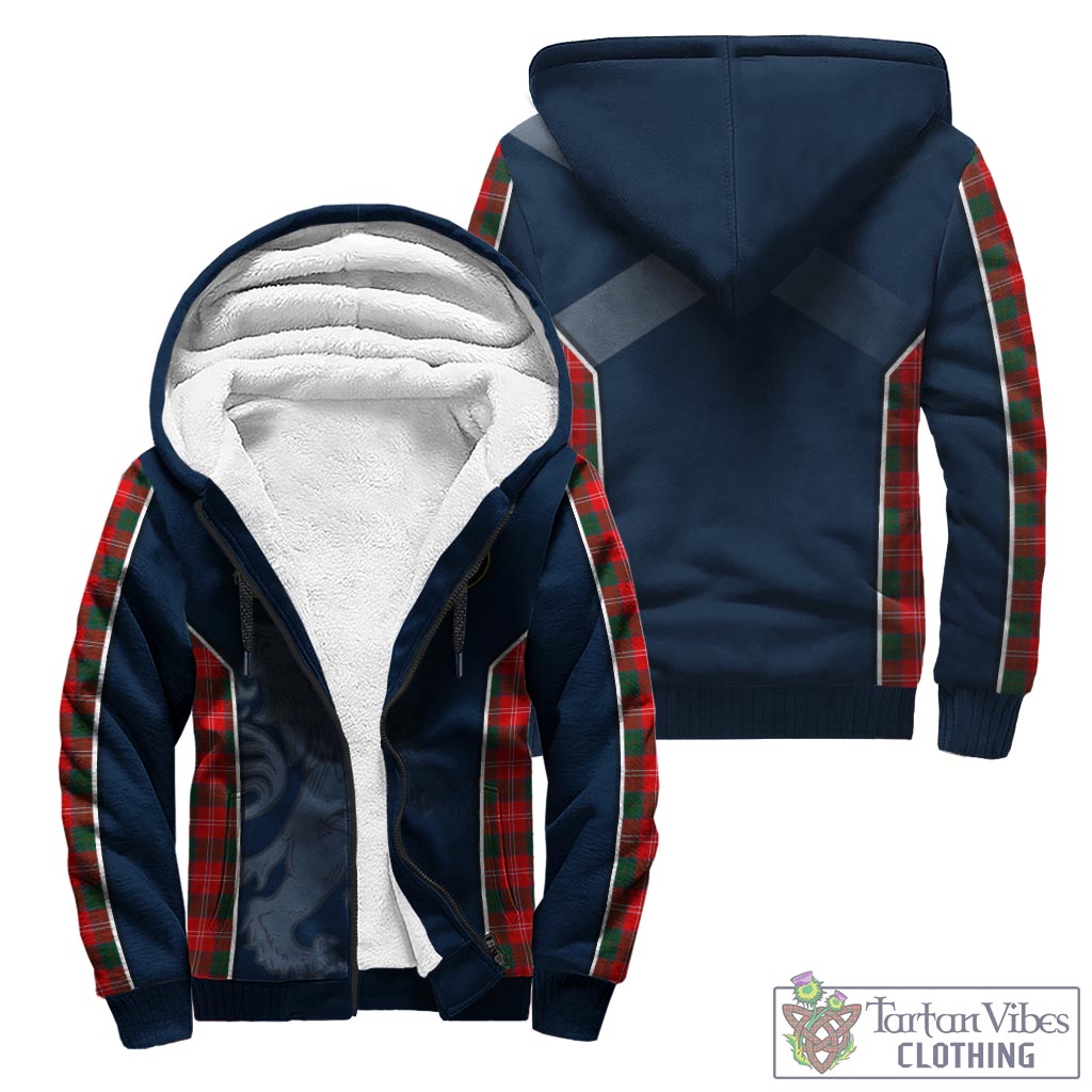 Tartan Vibes Clothing Chisholm Modern Tartan Sherpa Hoodie with Family Crest and Lion Rampant Vibes Sport Style