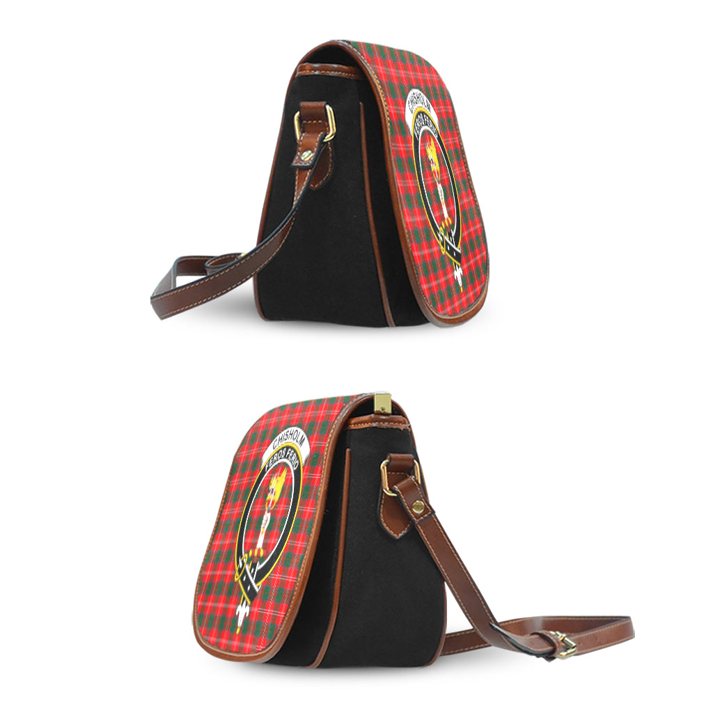 Chisholm Modern Tartan Saddle Bag with Family Crest - Tartan Vibes Clothing