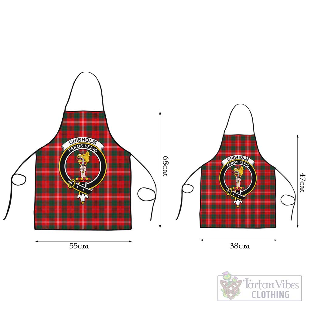 Chisholm Modern Tartan Apron with Family Crest Black L 55x68 cm - Tartan Vibes Clothing