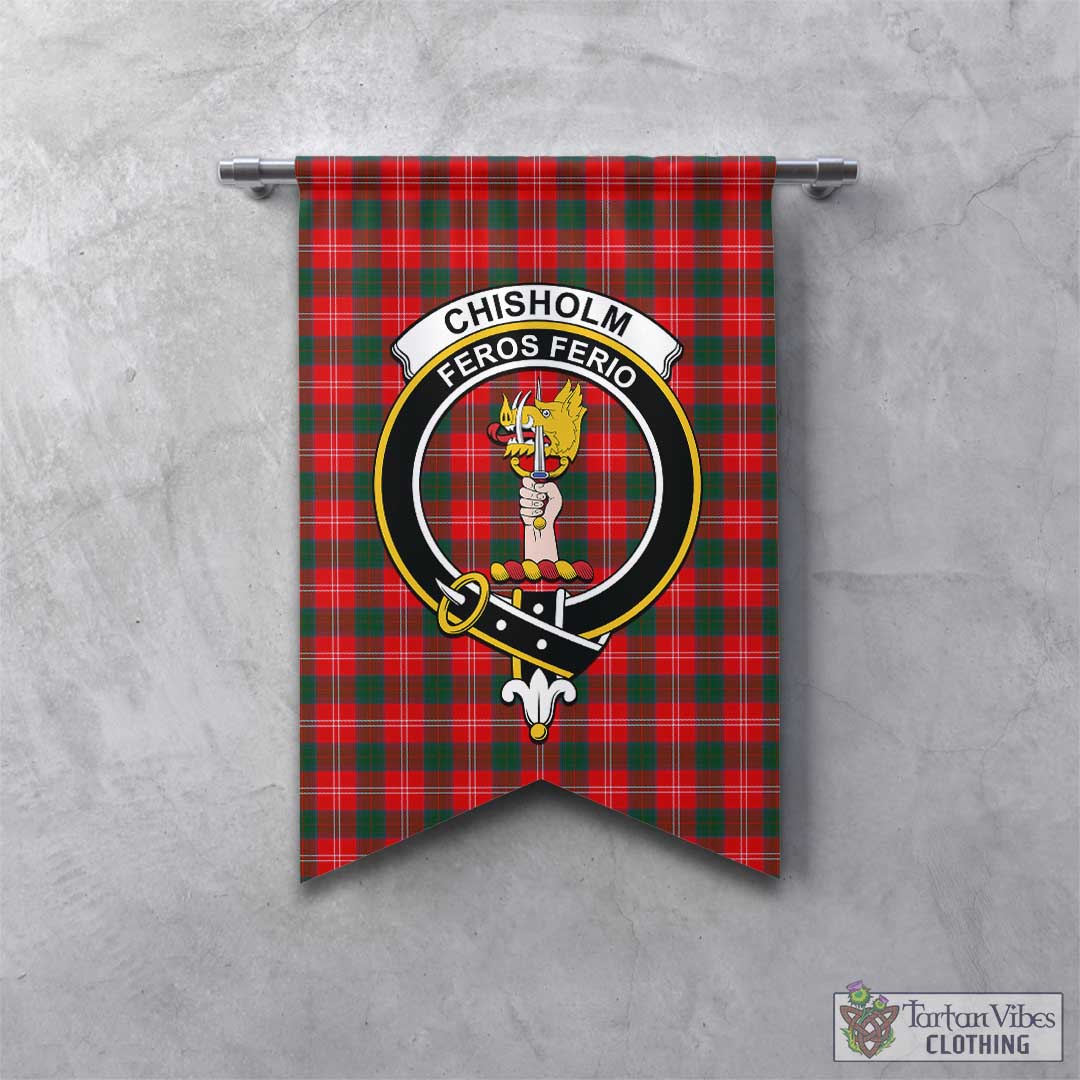 Tartan Vibes Clothing Chisholm Modern Tartan Gonfalon, Tartan Banner with Family Crest