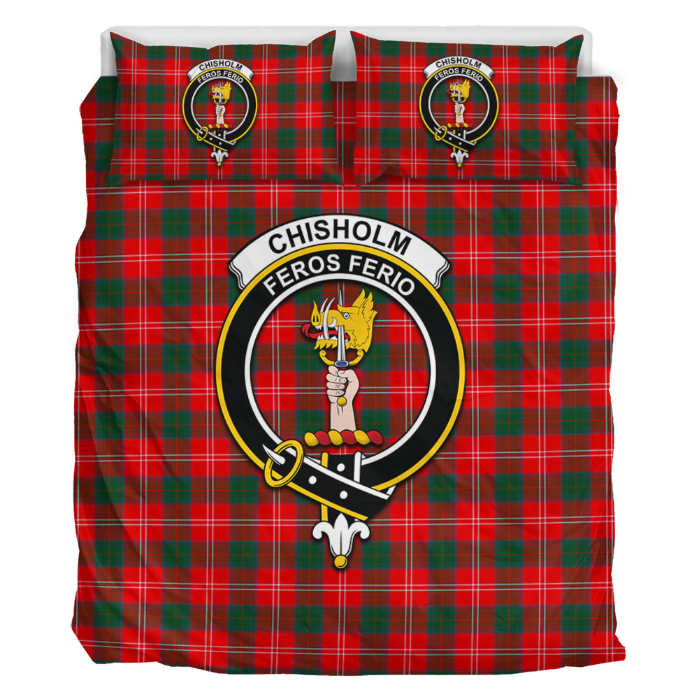 Chisholm Modern Tartan Bedding Set with Family Crest - Tartan Vibes Clothing