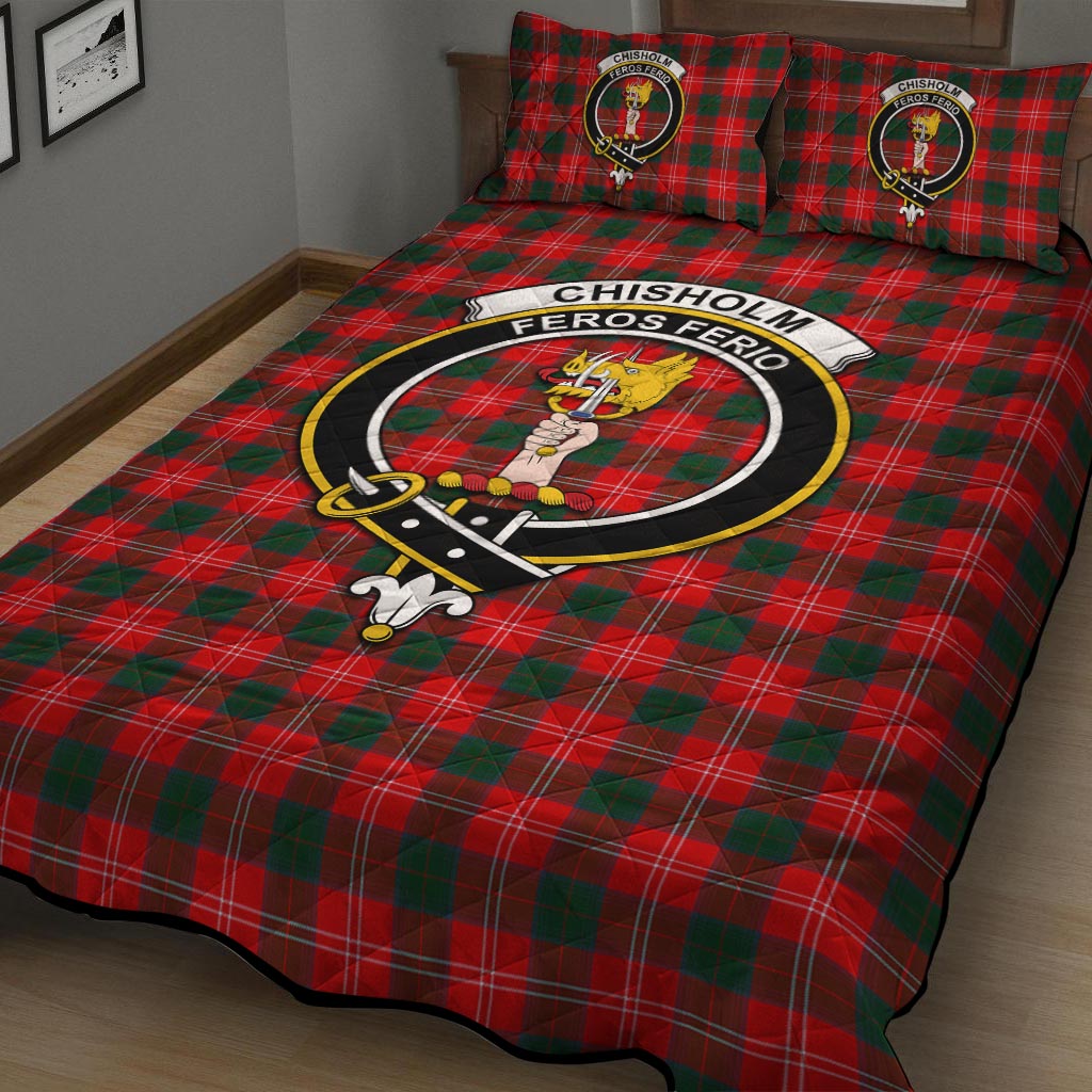 Chisholm Modern Tartan Quilt Bed Set with Family Crest - Tartan Vibes Clothing