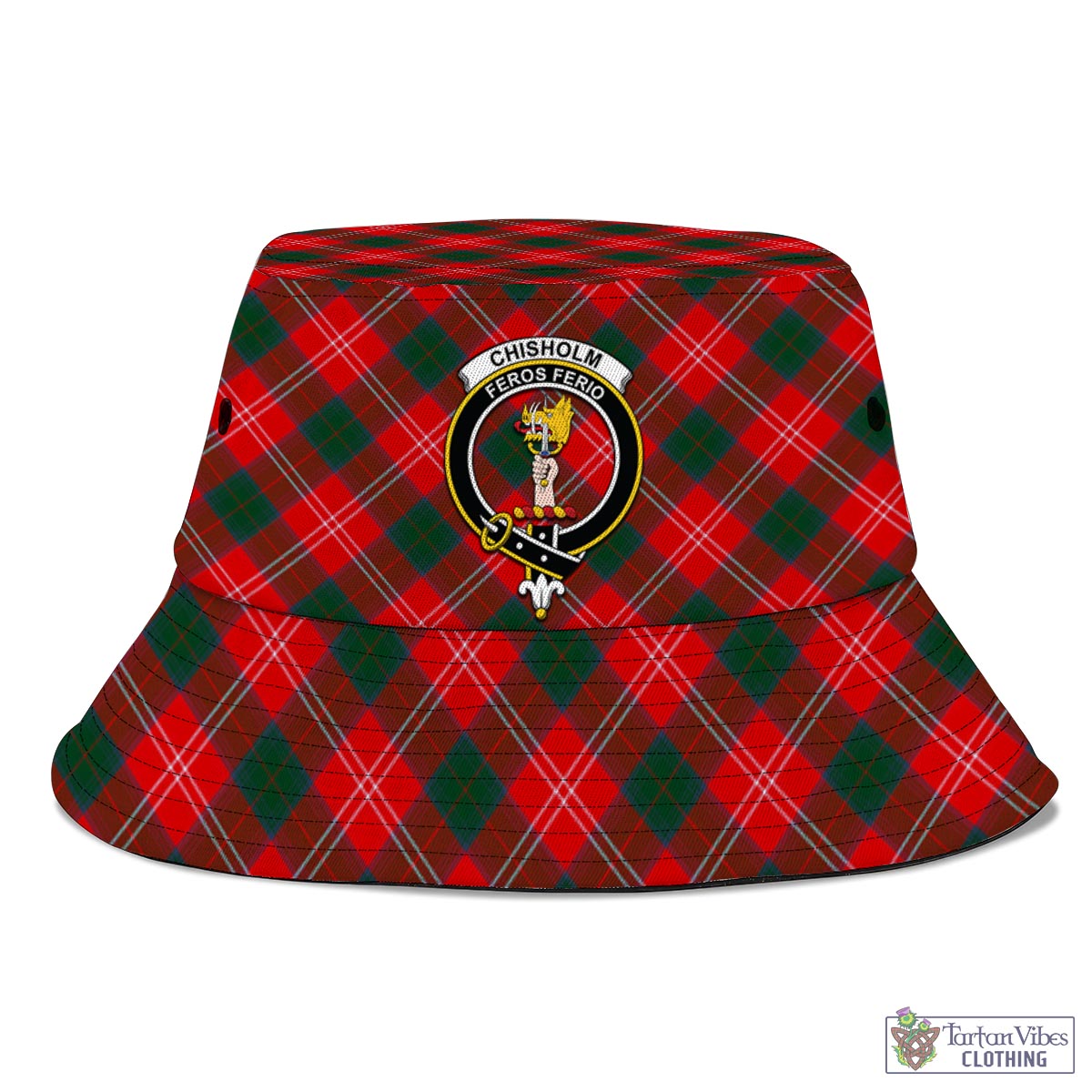 Tartan Vibes Clothing Chisholm Modern Tartan Bucket Hat with Family Crest