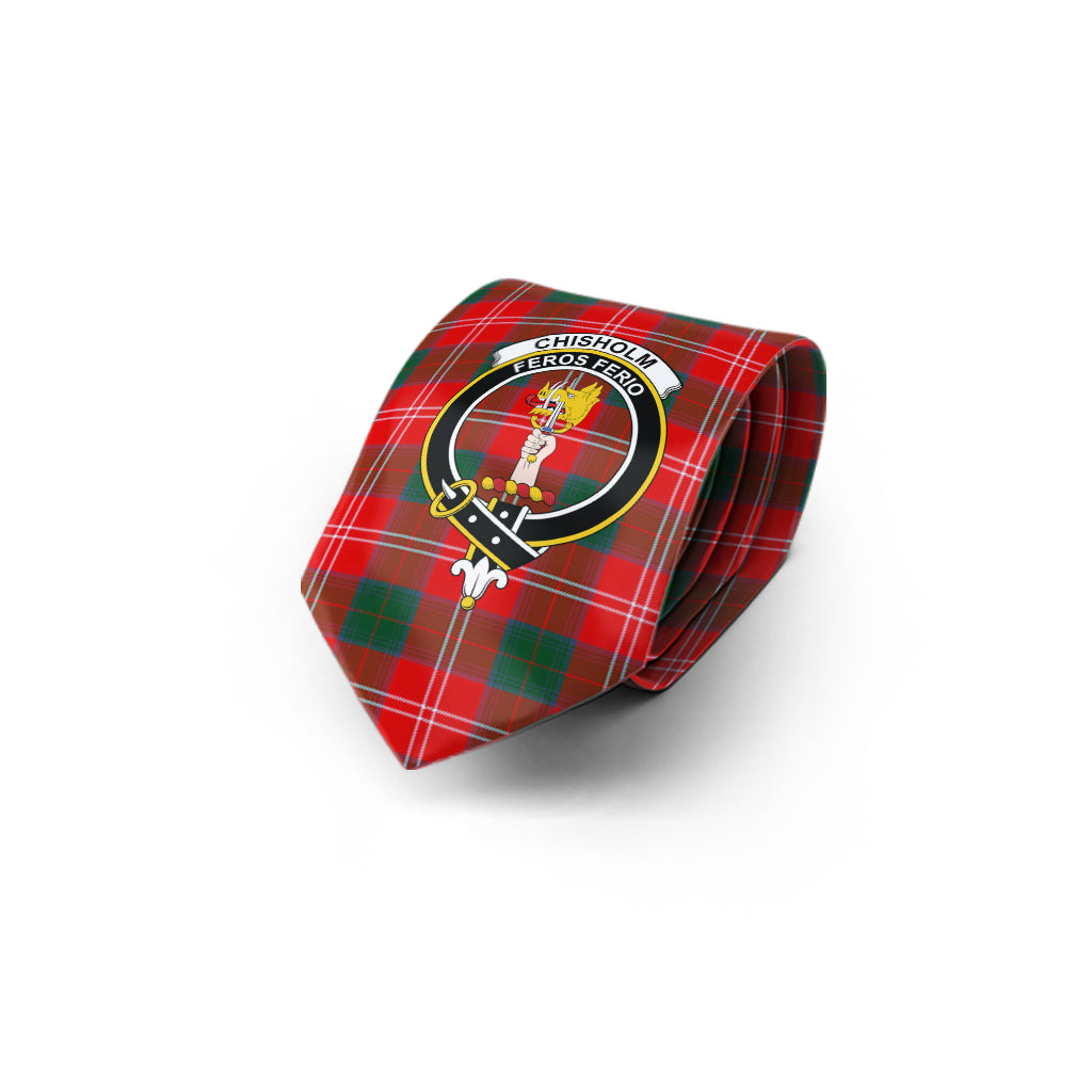 Chisholm Modern Tartan Classic Necktie with Family Crest - Tartan Vibes Clothing