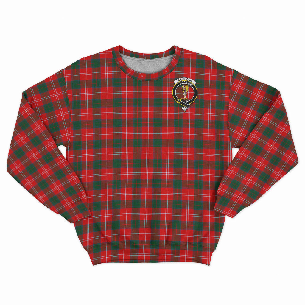 Chisholm Modern Tartan Sweatshirt with Family Crest - Tartan Vibes Clothing