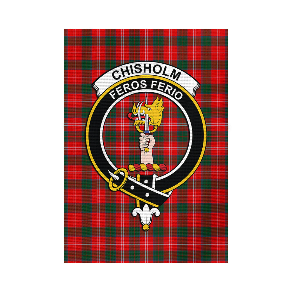 Chisholm Modern Tartan Flag with Family Crest - Tartan Vibes Clothing