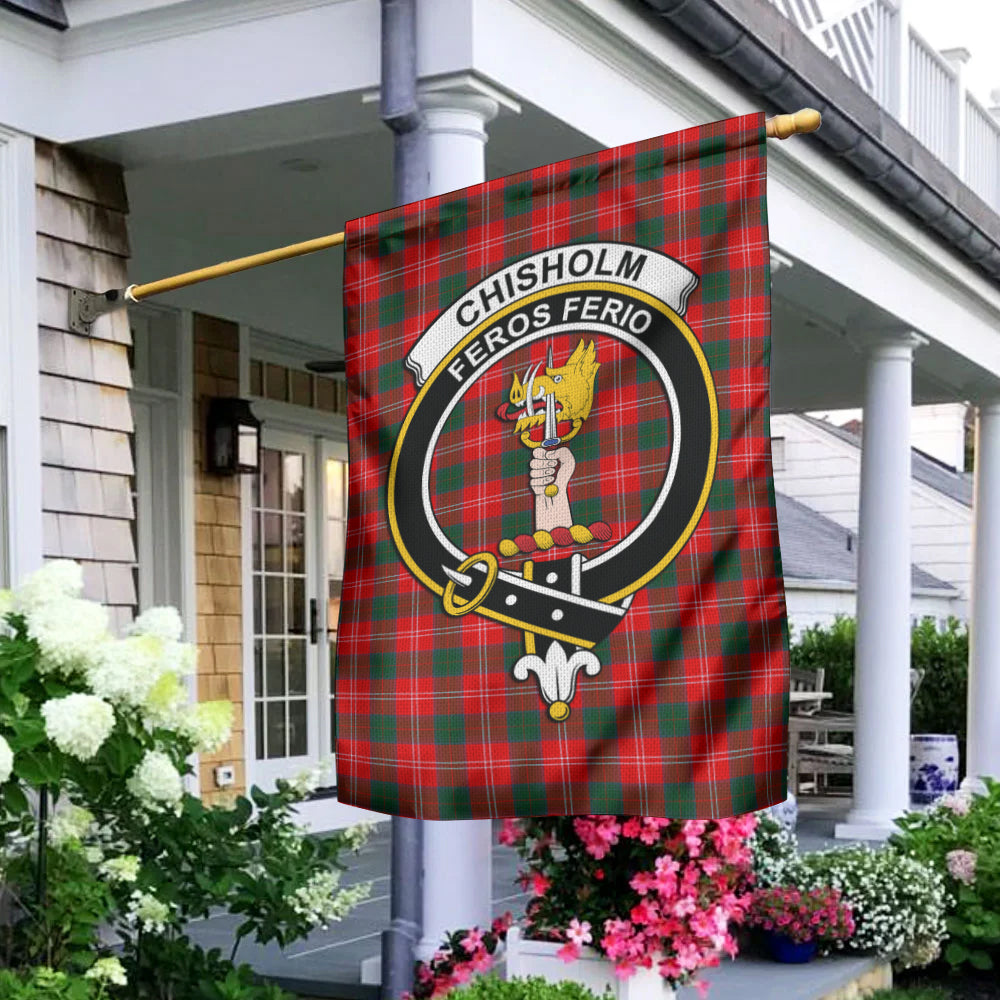 Chisholm Modern Tartan Flag with Family Crest - Tartan Vibes Clothing