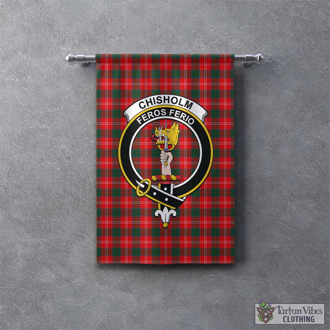 Tartan Vibes Clothing Chisholm Modern Tartan Gonfalon, Tartan Banner with Family Crest