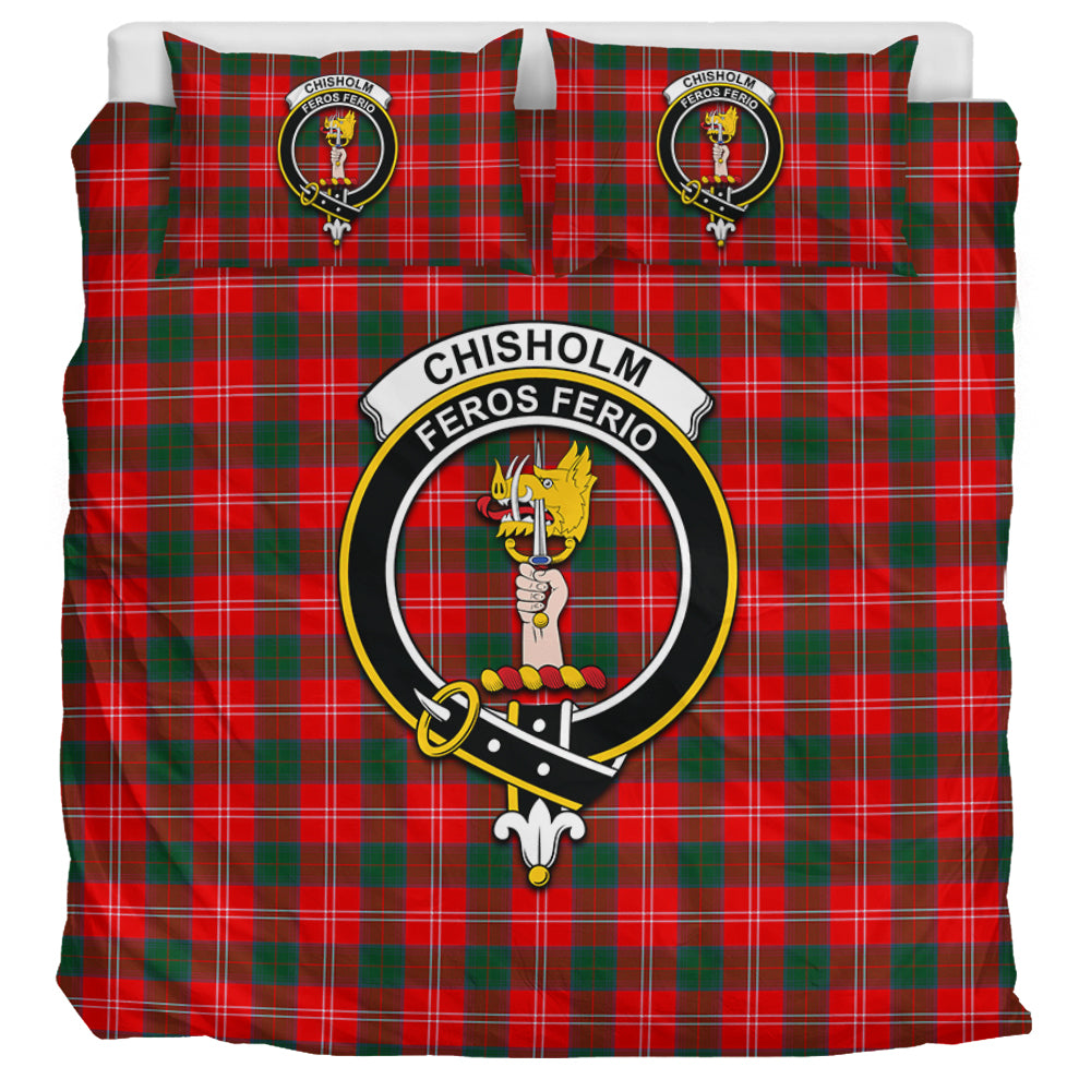 Chisholm Modern Tartan Bedding Set with Family Crest UK Bedding Set UK Super King 104*94 inch - Tartan Vibes Clothing