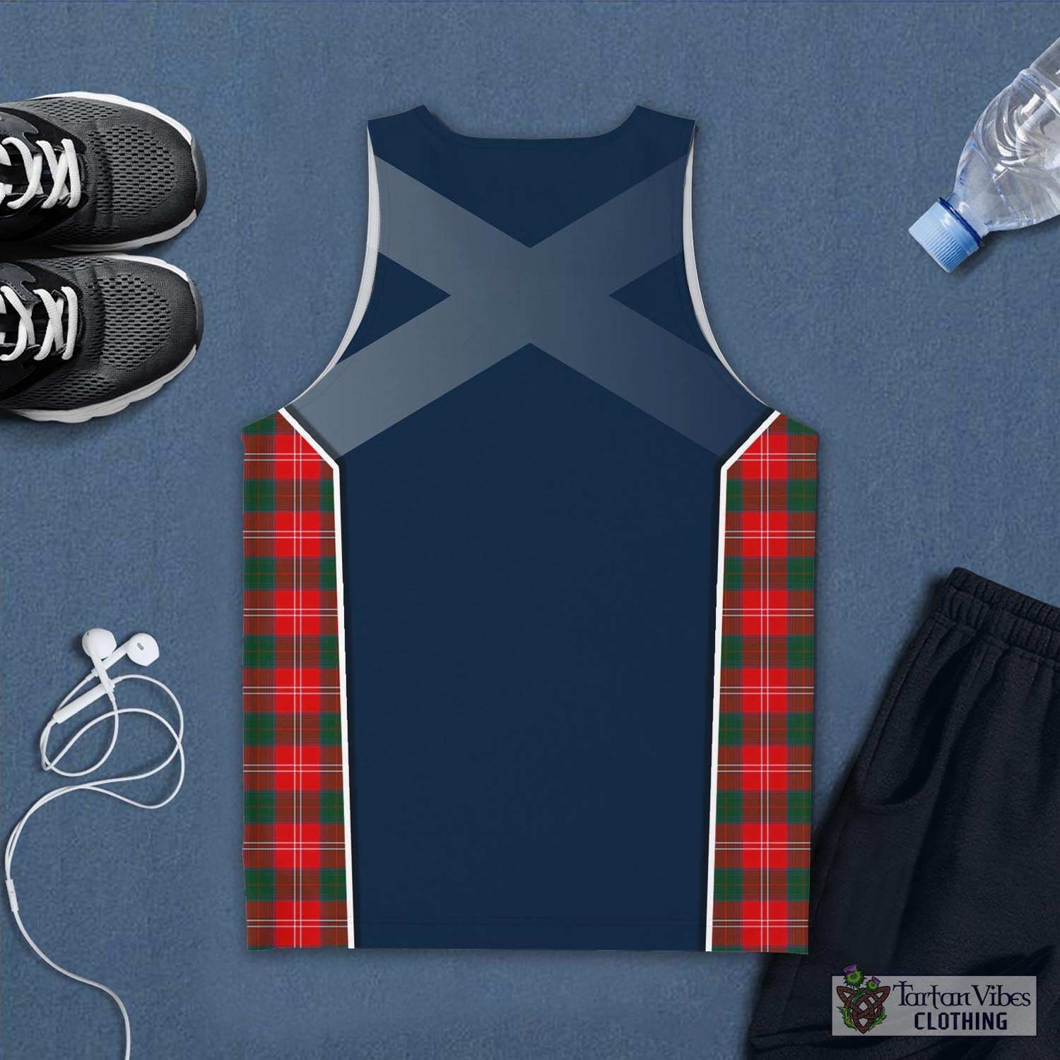 Tartan Vibes Clothing Chisholm Modern Tartan Men's Tanks Top with Family Crest and Scottish Thistle Vibes Sport Style