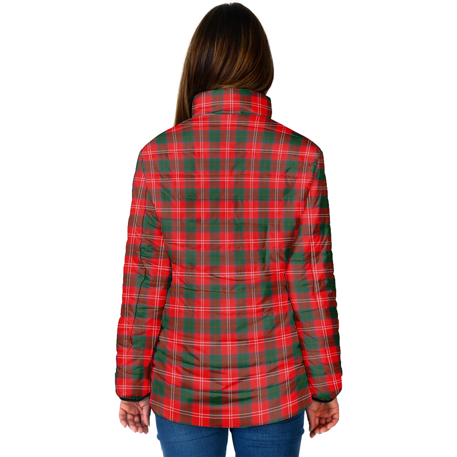 Chisholm Modern Tartan Padded Jacket with Family Crest - Tartan Vibes Clothing