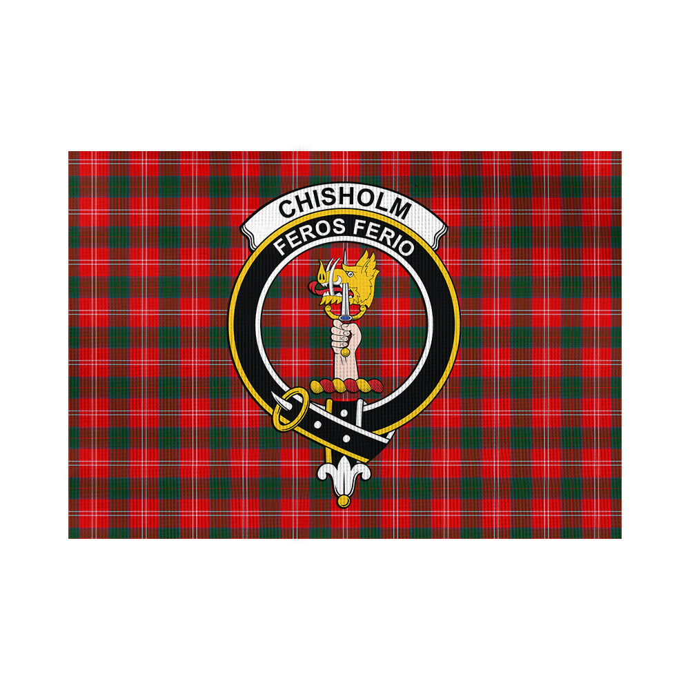 Chisholm Modern Tartan Flag with Family Crest - Tartan Vibes Clothing