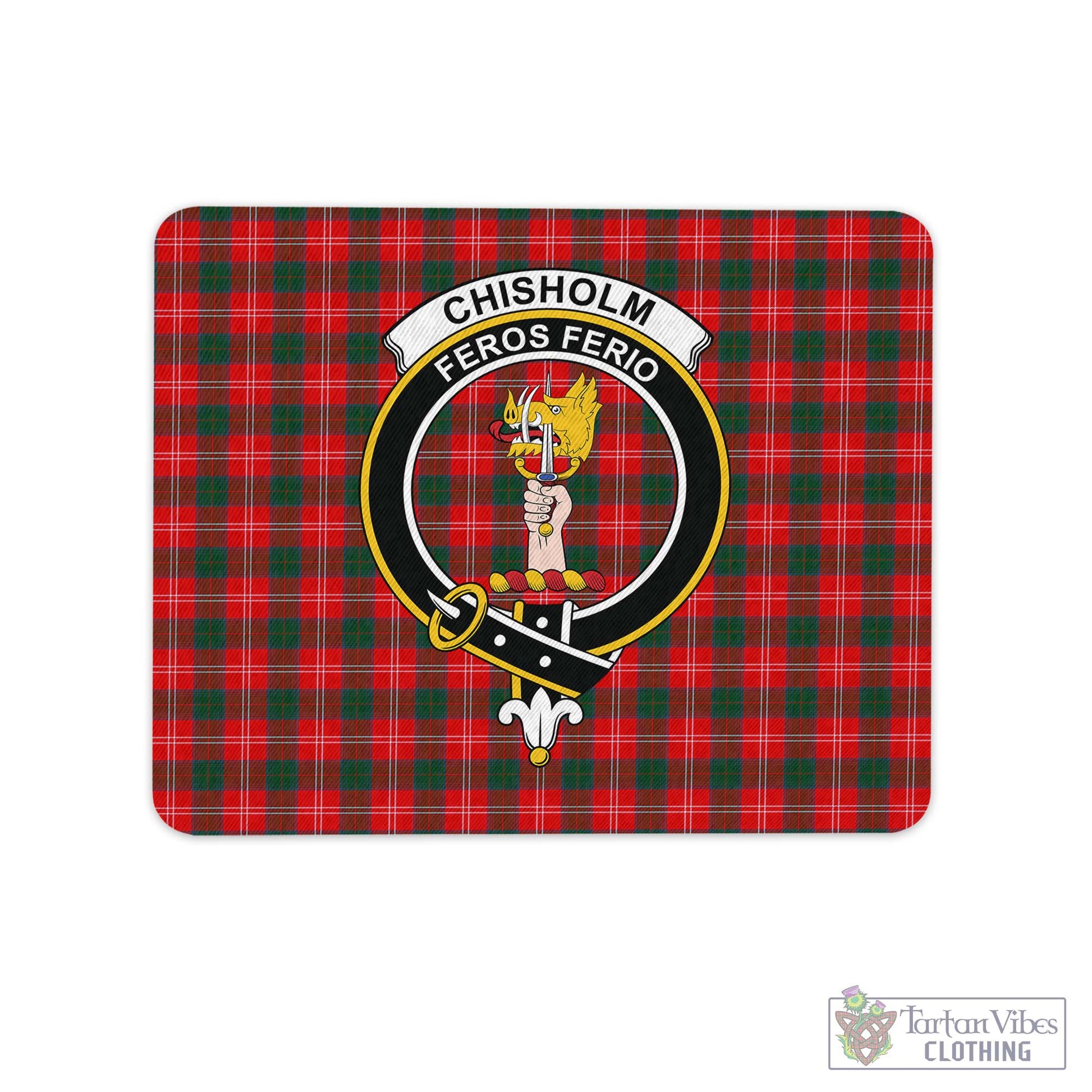 Tartan Vibes Clothing Chisholm Modern Tartan Mouse Pad with Family Crest