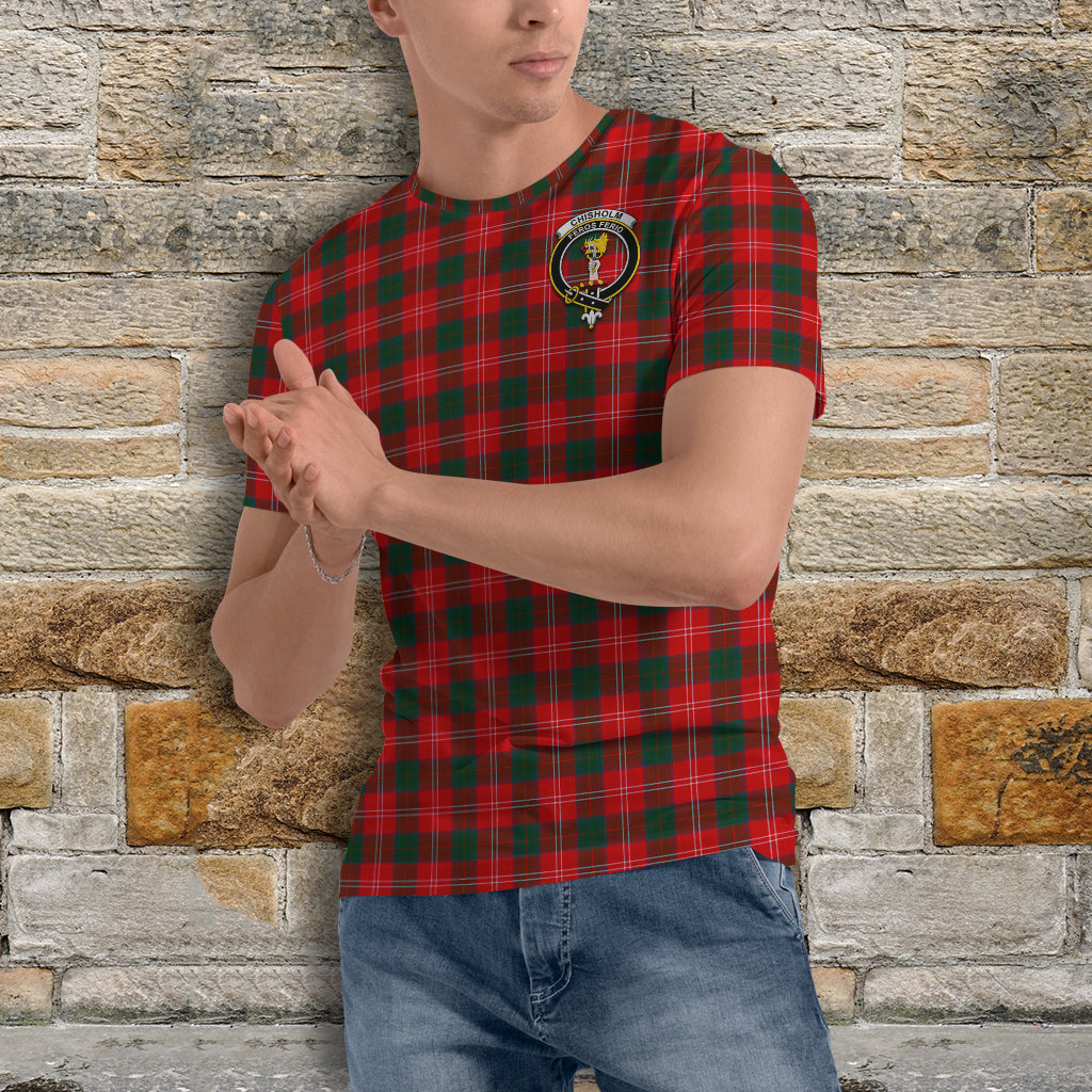 Chisholm Modern Tartan T-Shirt with Family Crest - Tartan Vibes Clothing