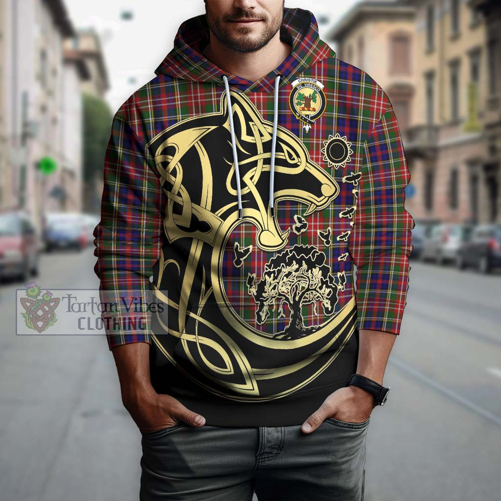 Christie Tartan Hoodie with Family Crest Celtic Wolf Style Zip Hoodie - Tartan Vibes Clothing