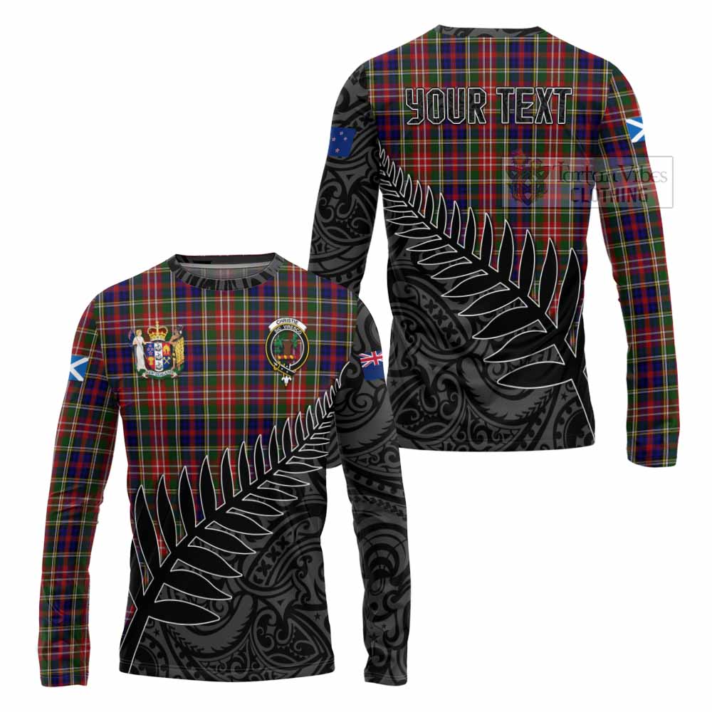 Tartan Vibes Clothing Christie Crest Tartan Long Sleeve T-Shirt with New Zealand Silver Fern Half Style