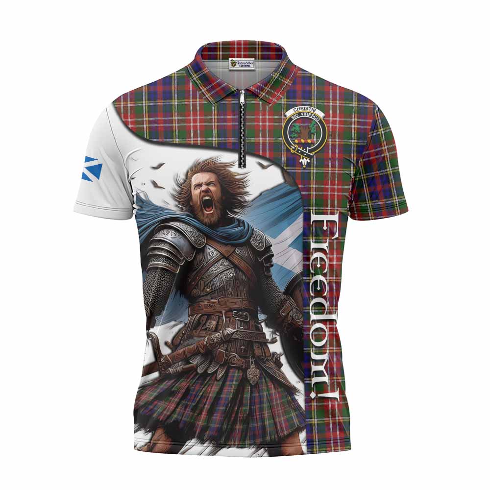 Tartan Vibes Clothing Christie Crest Tartan Zipper Polo Shirt Inspired by the Freedom of Scottish Warrior