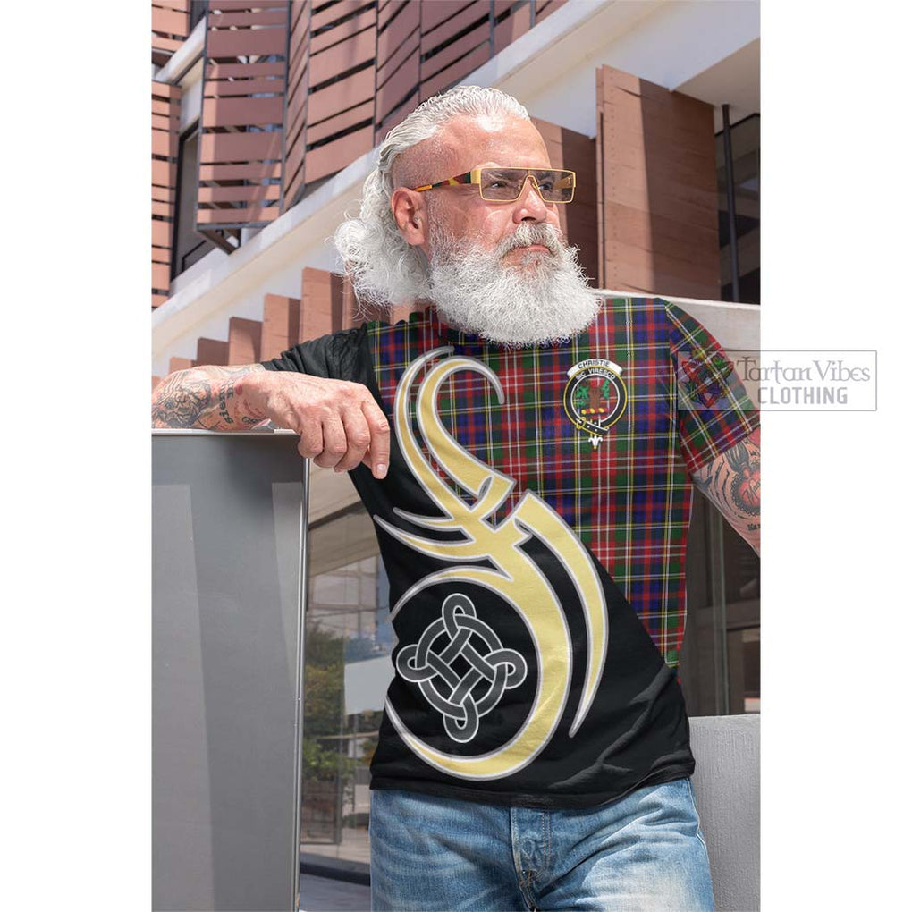 Tartan Vibes Clothing Christie Tartan Cotton T-shirt with Family Crest and Celtic Symbol Style