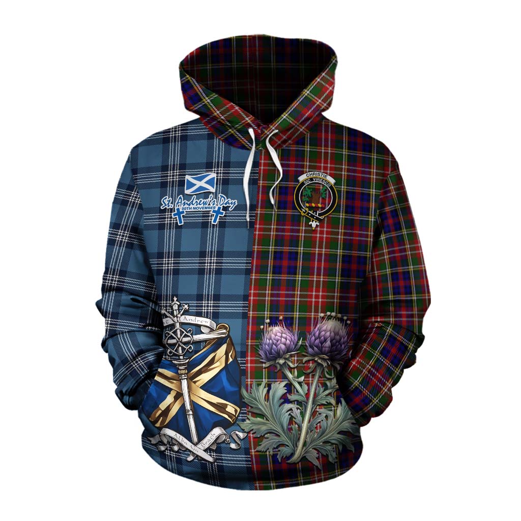 Tartan Vibes Clothing Christie Tartan Cotton Hoodie Happy St. Andrew's Day Half Tartan Style