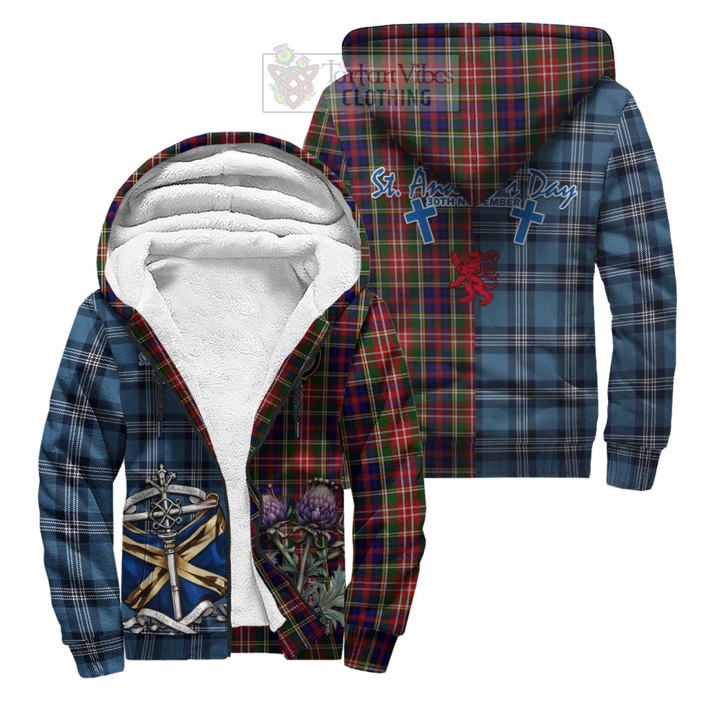 Tartan Vibes Clothing Christie Tartan Sherpa Hoodie Happy St. Andrew's Day Half Tartan Style