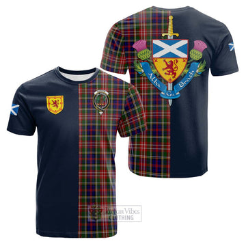 Christie Tartan Cotton T-shirt Alba with Scottish Lion Royal Arm Half Style