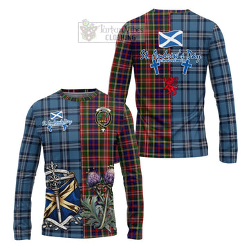 Christie Tartan Long Sleeve T-Shirt Happy St. Andrew's Day Half Tartan Style