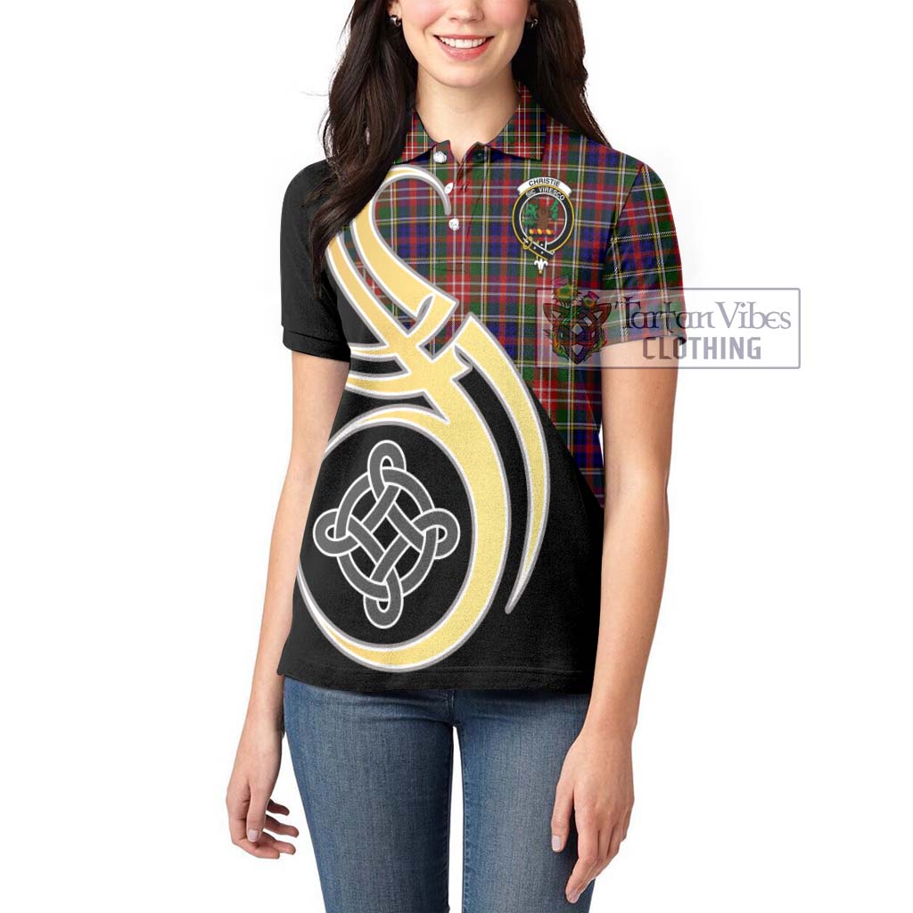 Christie Tartan Women's Polo Shirt with Family Crest and Celtic Symbol Style Women - Tartan Vibes Clothing