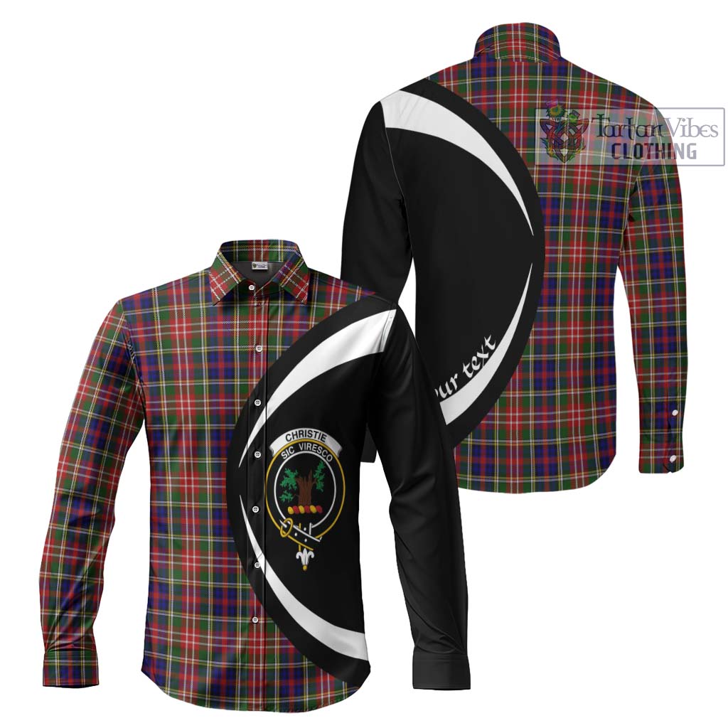 Christie Tartan Long Sleeve Button Up with Family Crest Circle Style Men's Shirt S - Tartan Vibes Clothing