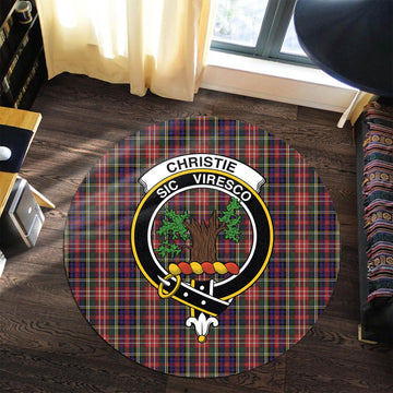 Christie Tartan Round Rug with Family Crest