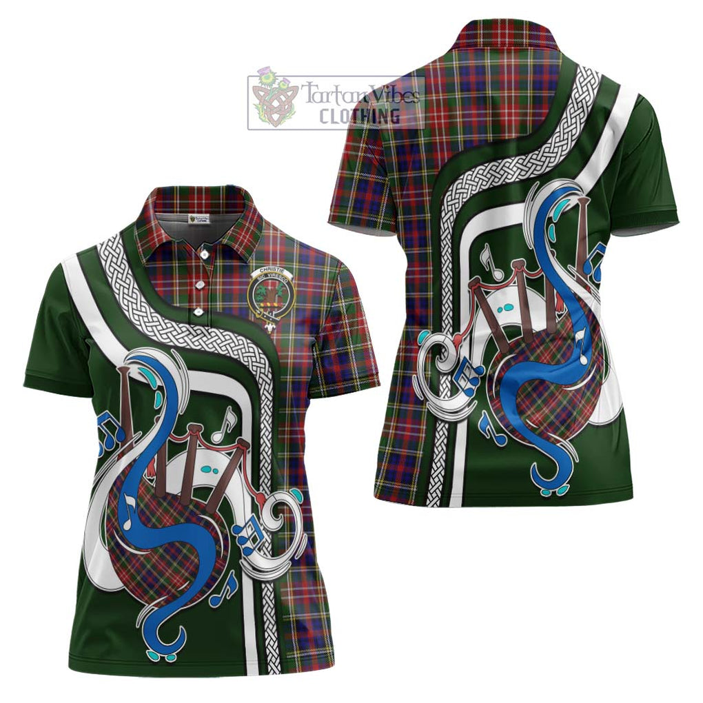 Christie Tartan Women's Polo Shirt with Epic Bagpipe Style Women - Tartanvibesclothing Shop