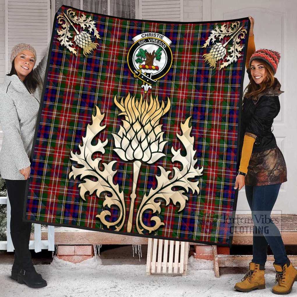 Tartan Vibes Clothing Christie Tartan Quilt with Family Crest and Golden Thistle Style