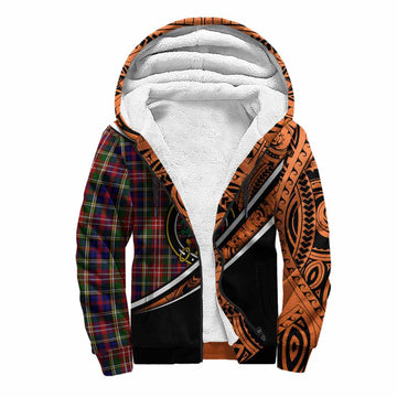 Christie Crest Tartan Sherpa Hoodie with Polynesian Vibes Style - Orange Version