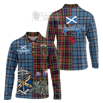 Christie Tartan Long Sleeve Polo Shirt Happy St. Andrew's Day Half Tartan Style