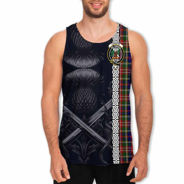 Christie Tartan Men's Tank Top with Family Crest Cross Sword Thistle Celtic Vibes