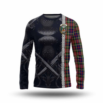 Christie Tartan Long Sleeve T-Shirt with Family Crest Cross Sword Thistle Celtic Vibes