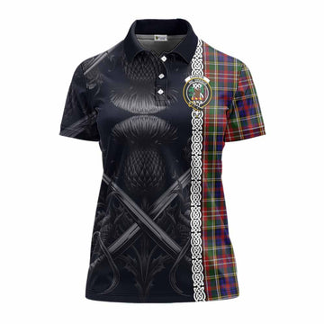 Christie Tartan Women's Polo Shirt with Family Crest Cross Sword Thistle Celtic Vibes