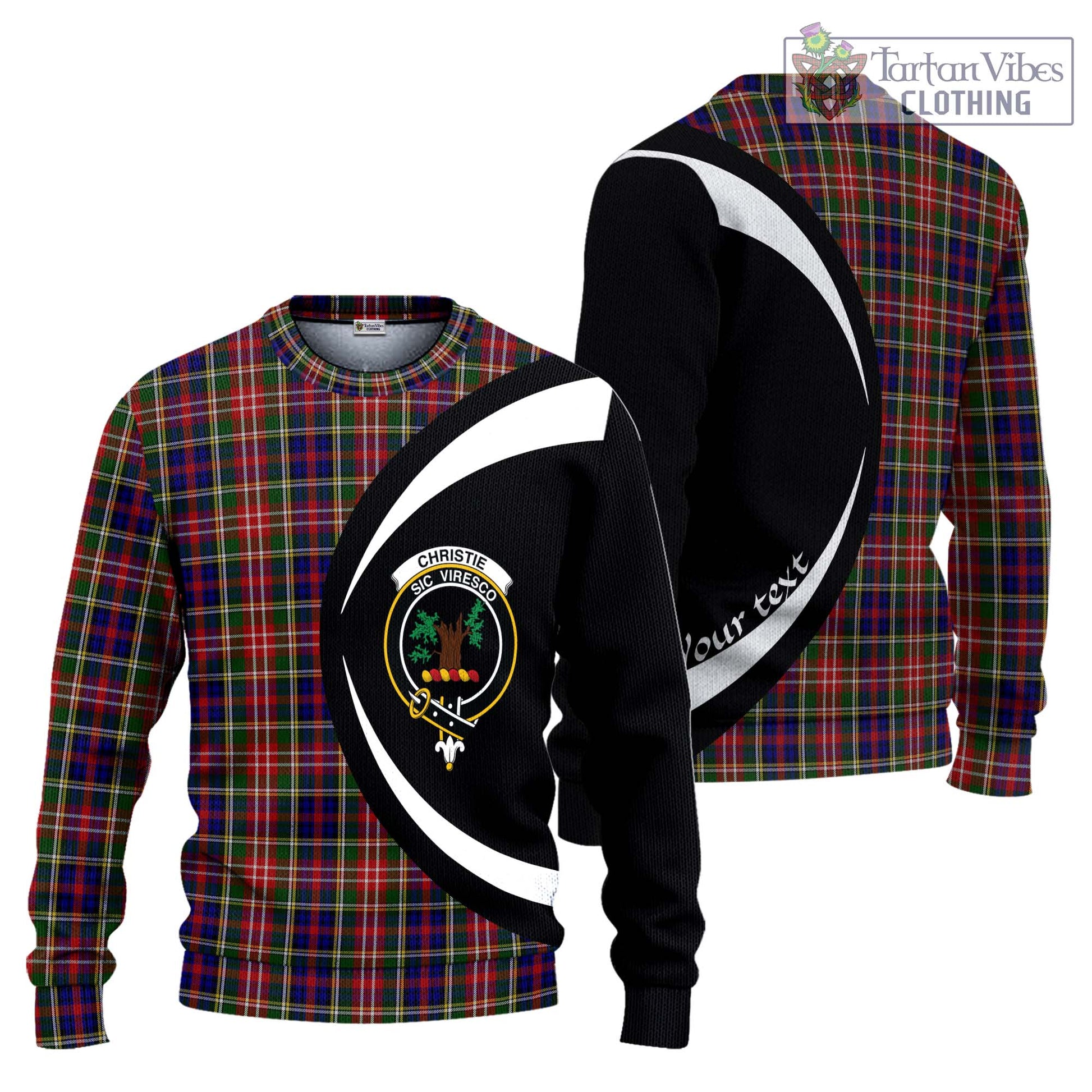 Christie Tartan Ugly Sweater with Family Crest Circle Style Unisex - Tartan Vibes Clothing