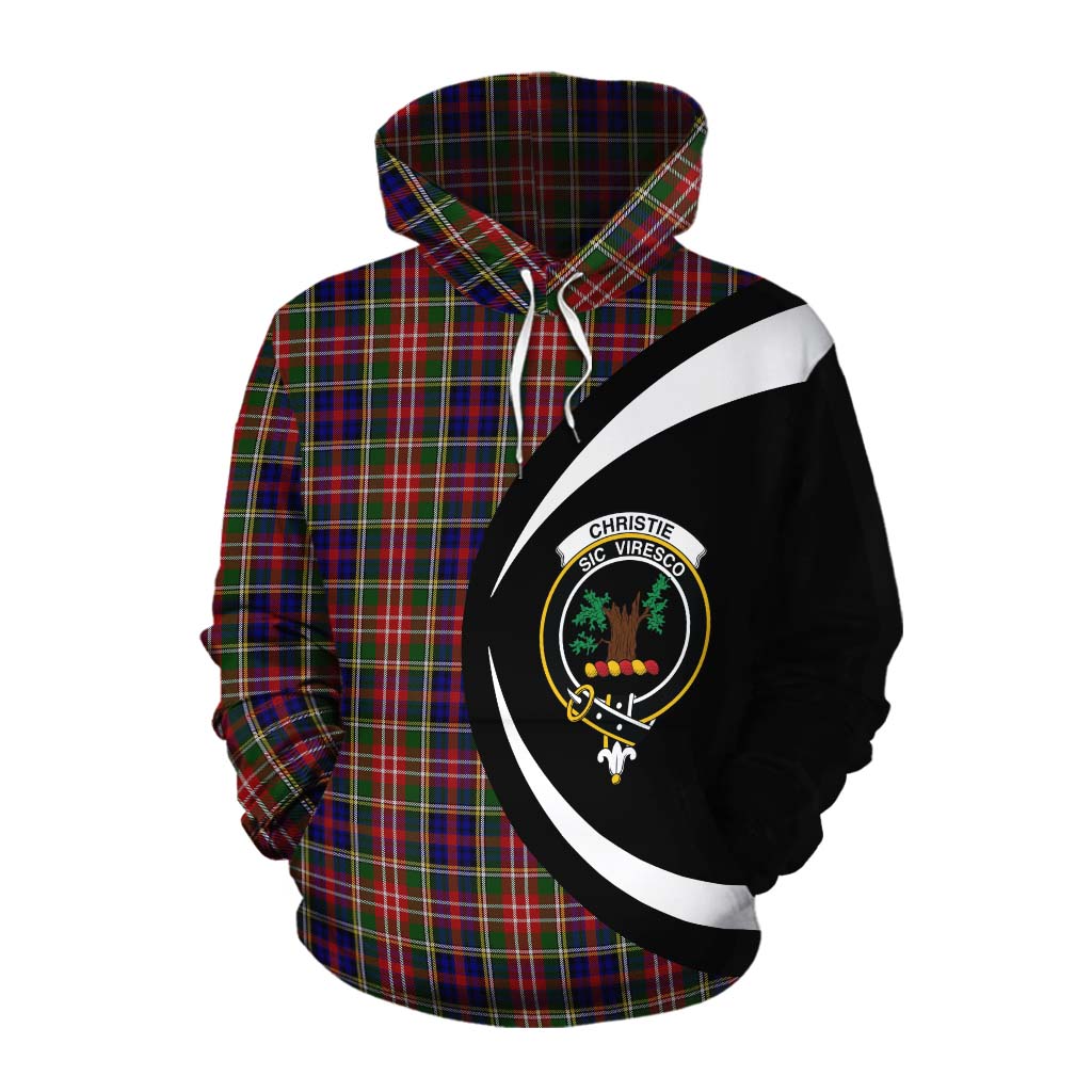 Tartan Vibes Clothing Christie Tartan Cotton Hoodie with Family Crest Circle Style