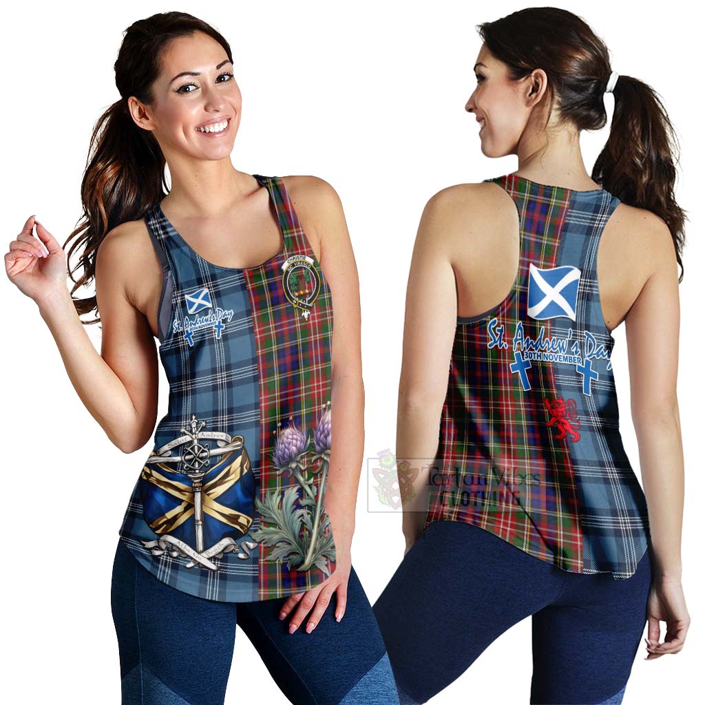 Tartan Vibes Clothing Christie Tartan Women's Racerback Tanks Happy St. Andrew's Day Half Tartan Style