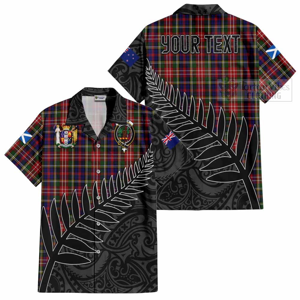 Tartan Vibes Clothing Christie Crest Tartan Short Sleeve Button Shirt with New Zealand Silver Fern Half Style