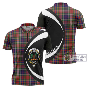 Christie Tartan Zipper Polo Shirt with Family Crest Circle Style