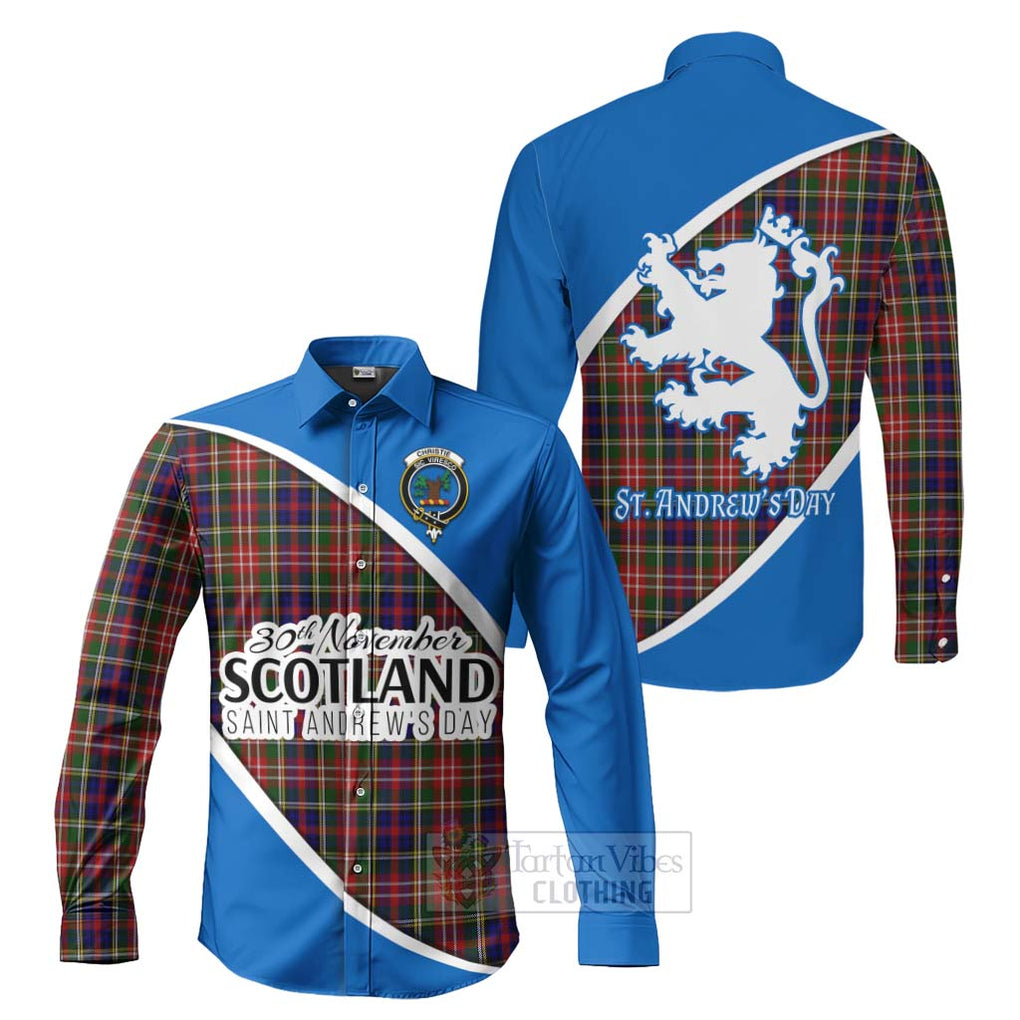 Tartan Vibes Clothing Christie Family Crest Tartan Long Sleeve Button Shirt Celebrate Saint Andrew's Day in Style