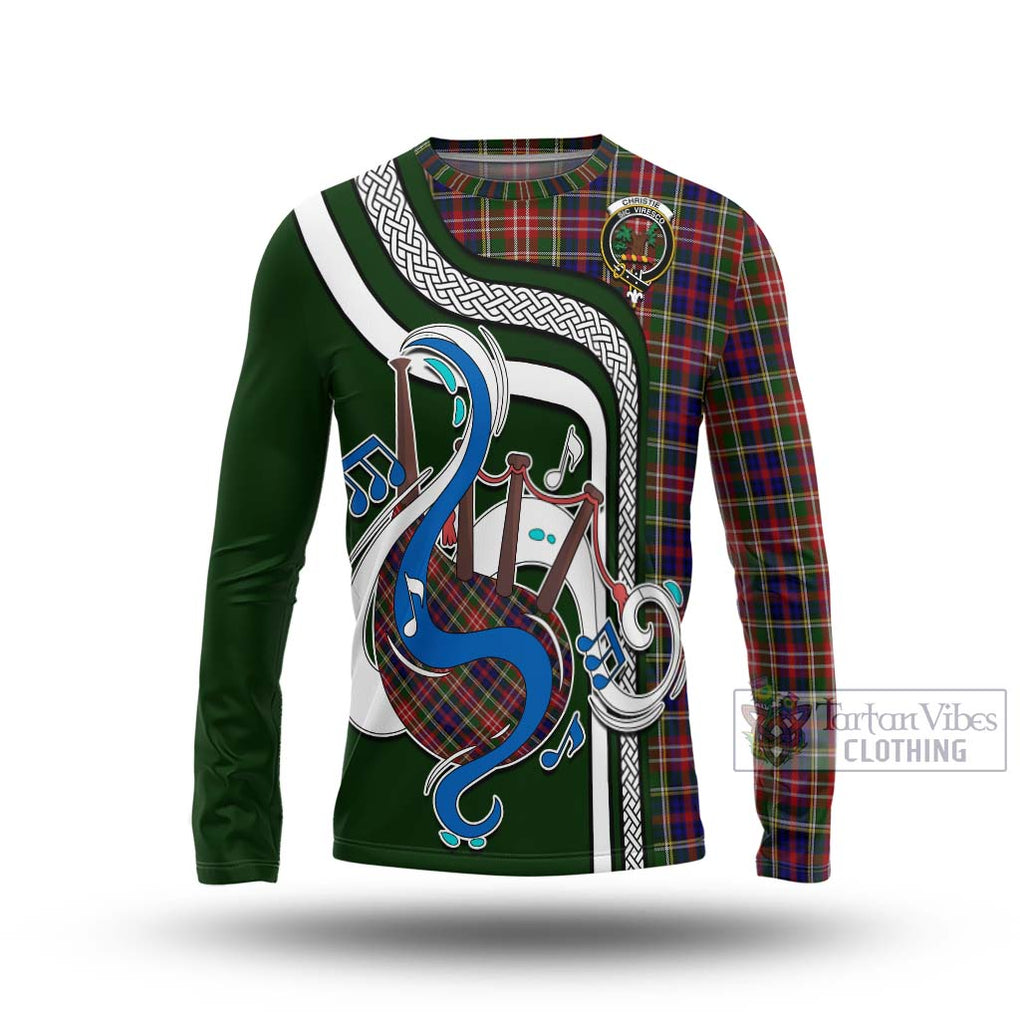 Tartan Vibes Clothing Christie Tartan Long Sleeve T-Shirt with Epic Bagpipe Style