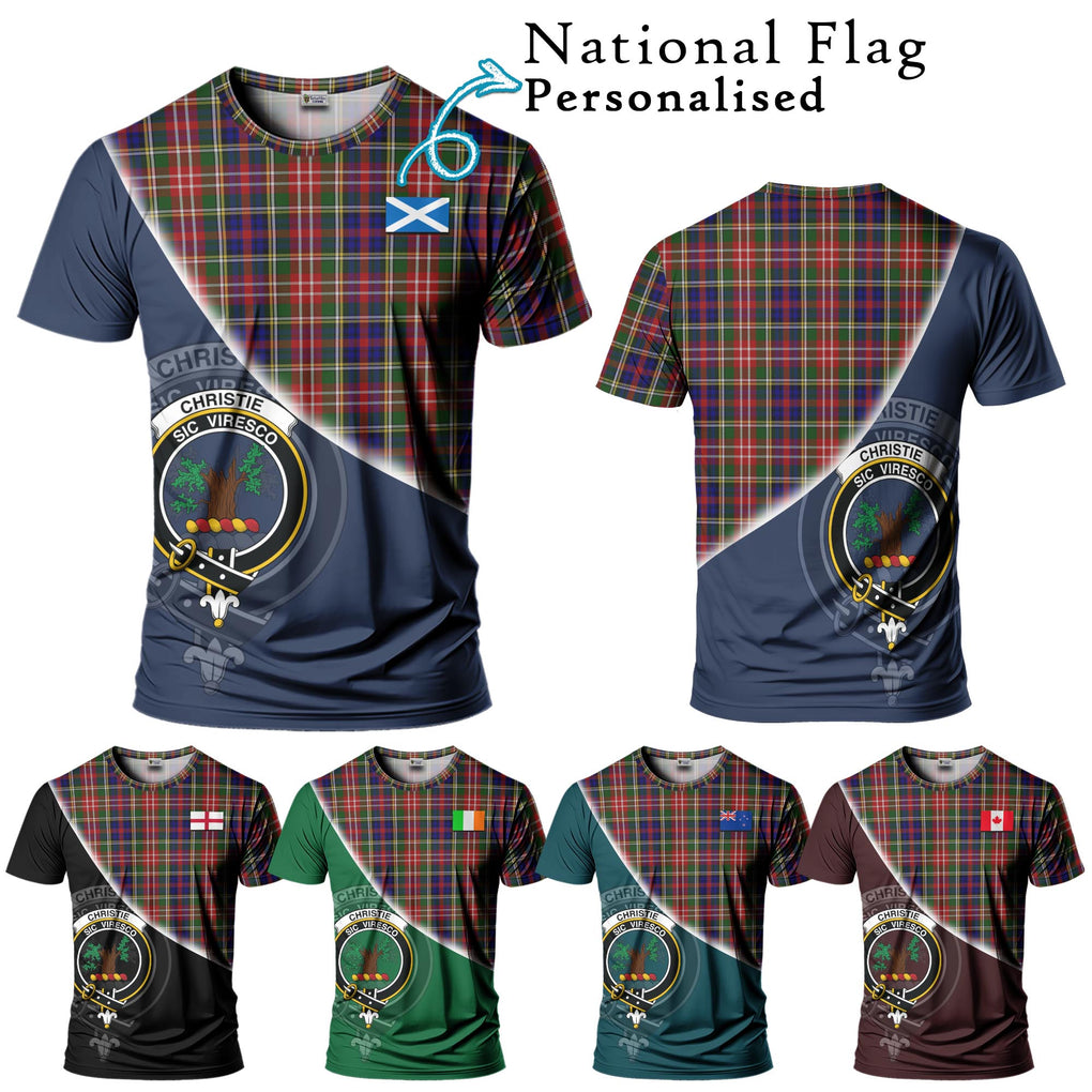 Christie Tartan T-Shirt with Personalised National Flag and Family Crest Half Style Kid's Shirt - Tartanvibesclothing Shop